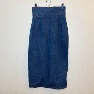 Vintage WEAR 100% Cotton Denim Midi Skirt Waist 28 Boho Western Cowgirl Rodeo
